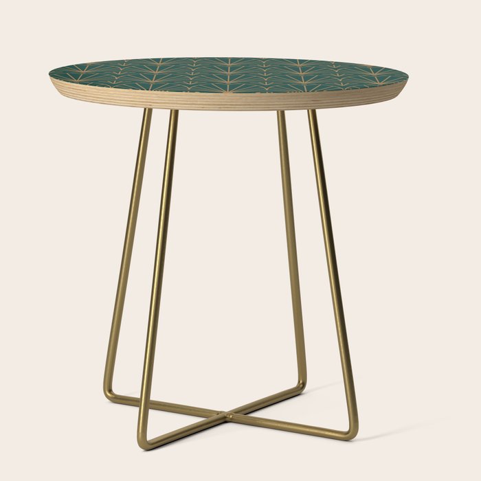 Art Deco Emerald Green & Gold Pattern Side Table