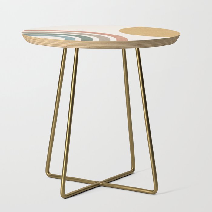 Mid Century Colorful Sun And Rainbow Side Table