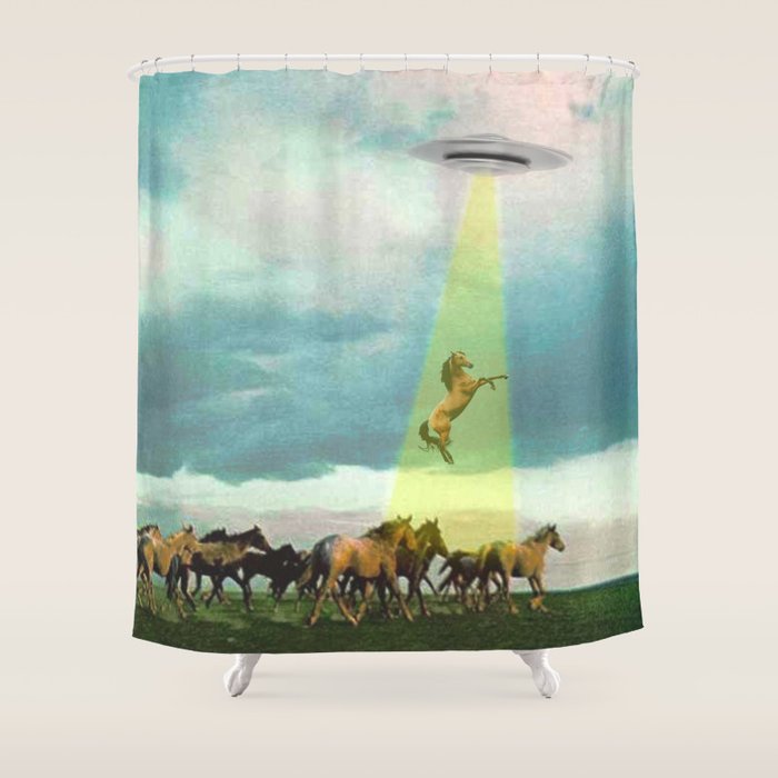 They Too Love Horses (Ufo) Shower Curtain