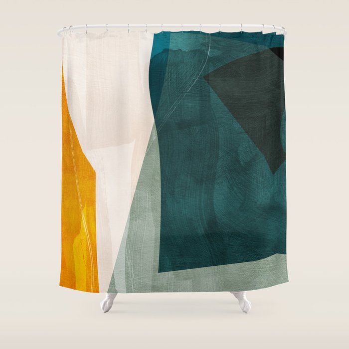 Mid Century Shapes Abstract Painting 3 Shower Curtain