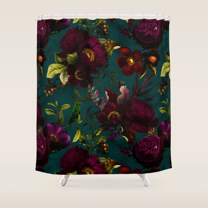 Before Midnight Vintage Flowers Garden Shower Curtain