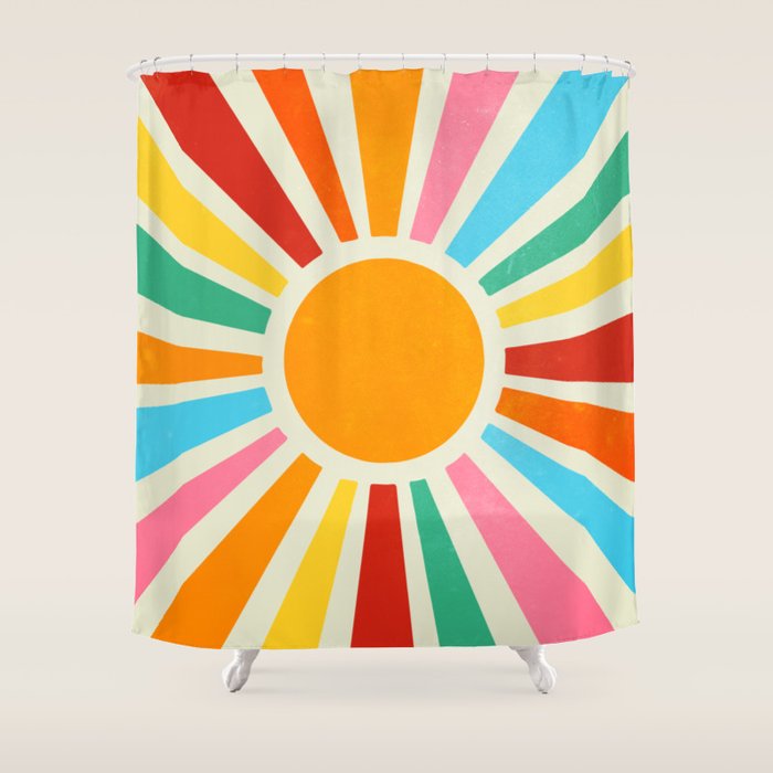 Retro Sunrise: Rainbow Edition Shower Curtain