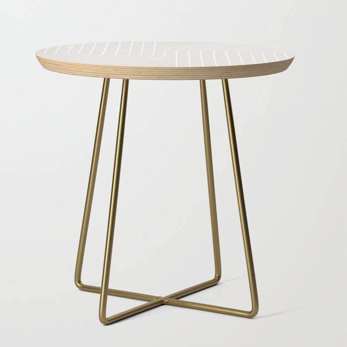 Minimal Line Curvature Xi Natural Off White Mid Century Modern Arch Abstract Side Table