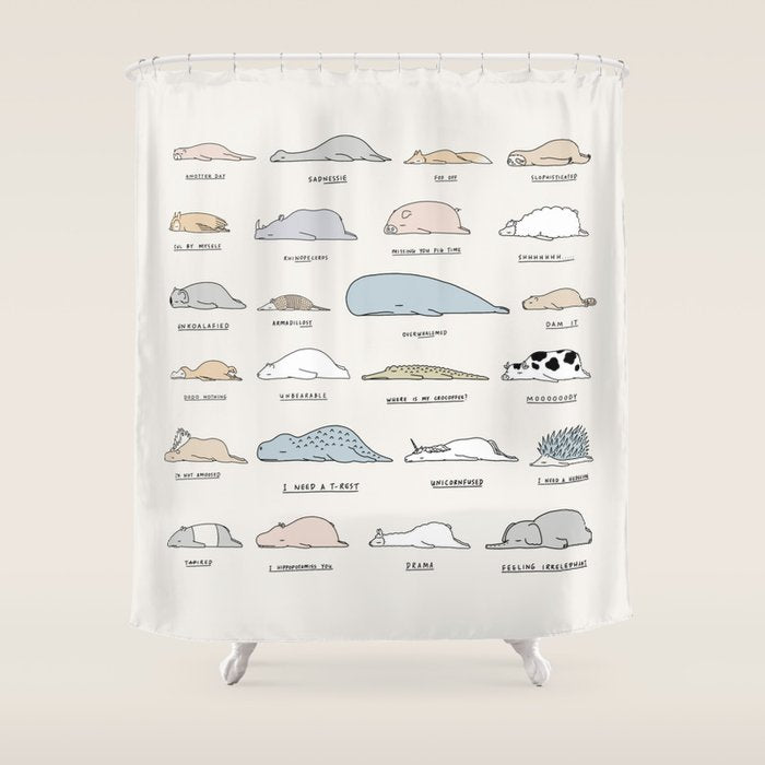 The Moody Animals (Colours) Shower Curtain