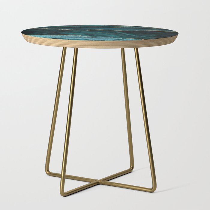 Teal Blue Emerald Marble Landscapes Side Table