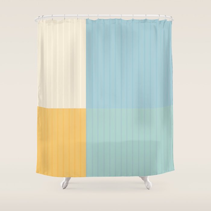 Color Block Line Abstract Iii Coastal Beachy Shower Curtain