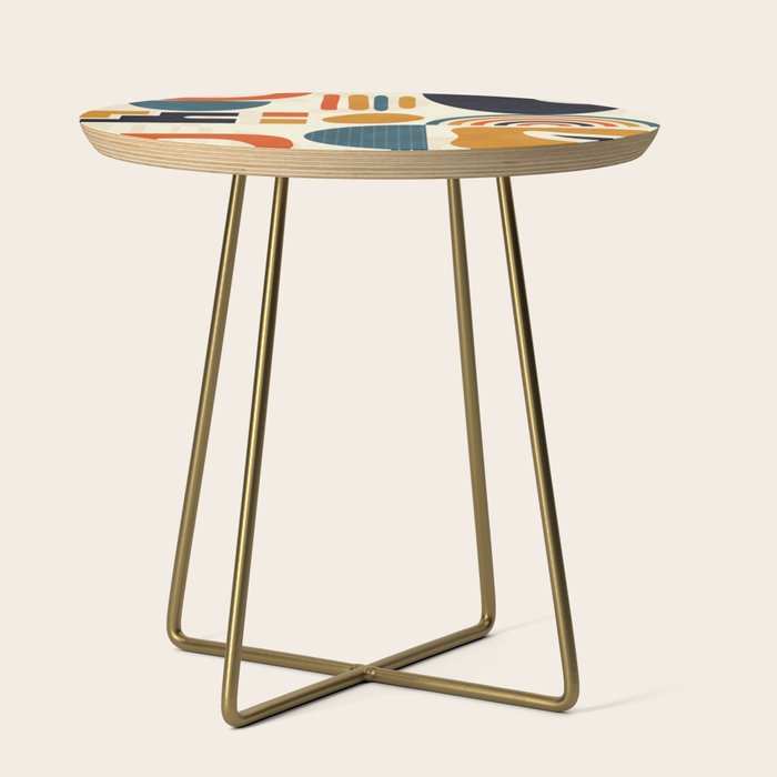 Mid Century Shapes Geometric Abstract Color 3 Side Table