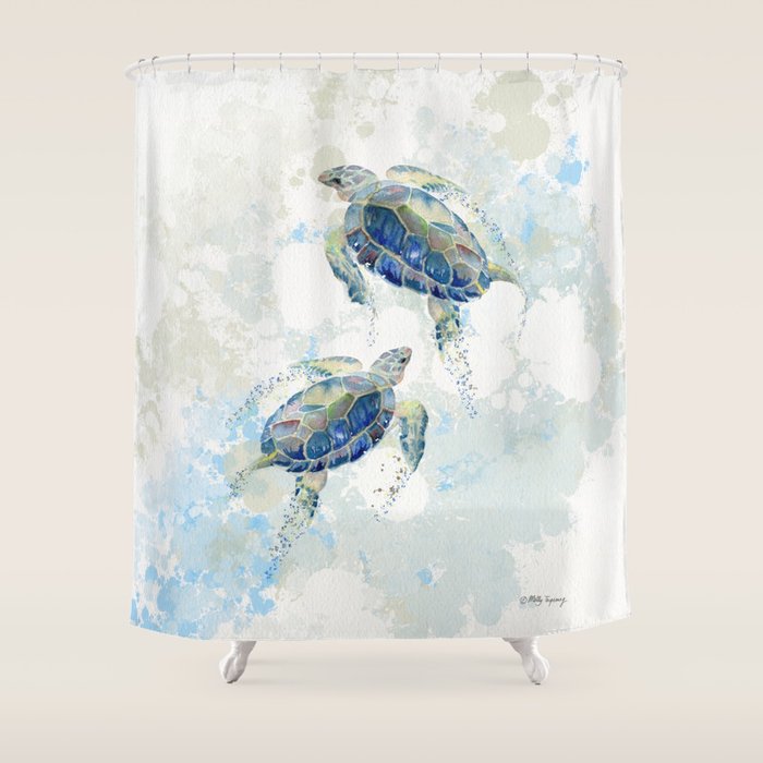 Swimming Together 2 - Sea Turtle Shower Curtain