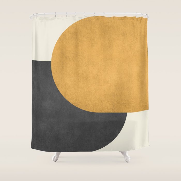 Halfmoon Colorblock - Gold Charcoal Shower Curtain