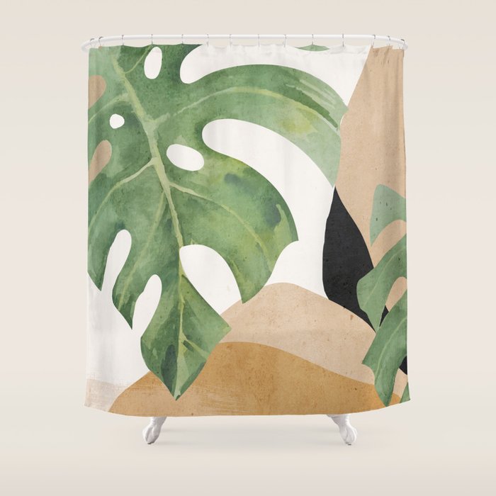 Abstract Art Tropical Leaves 3 Shower Curtain