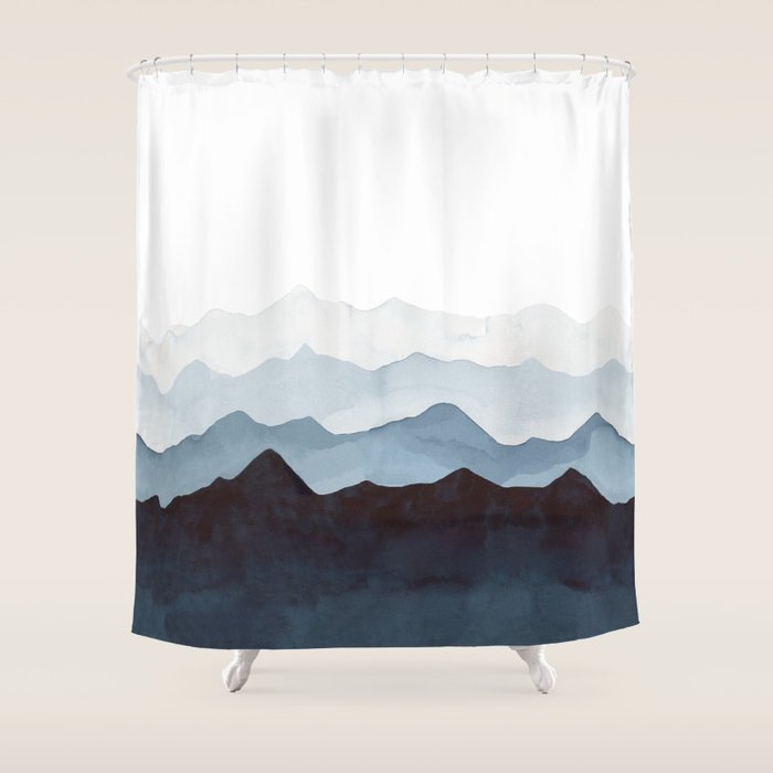 Indigo Mountains Landscape Shower Curtain
