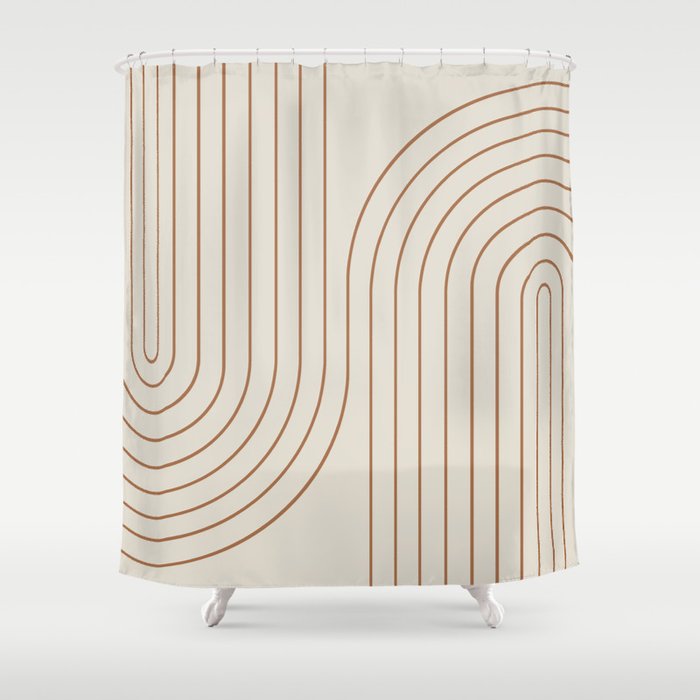 Minimal Line Curvature Vi Earthy Natural Mid Century Modern Arch Abstract Shower Curtain