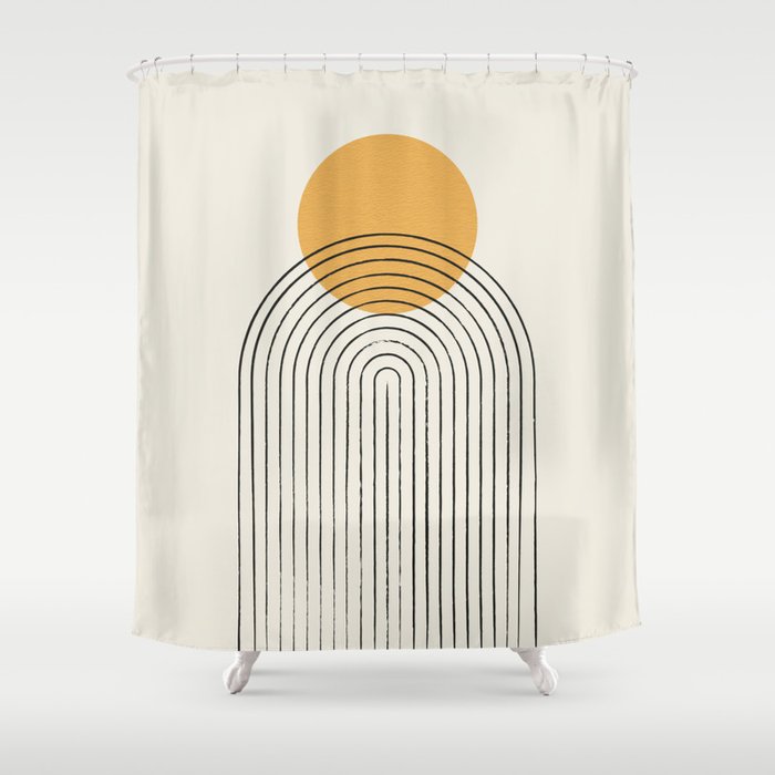 Gold Sun Rainbow Mountain Shower Curtain