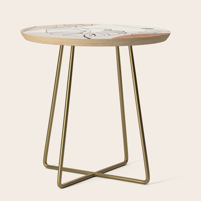 Minimal Abstract Art- Monstera Side Table