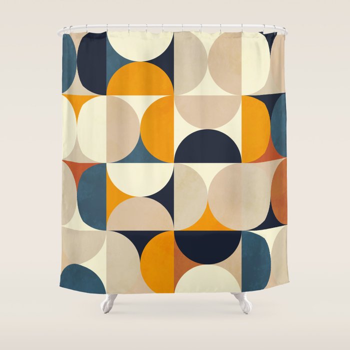 Mid Century Abstract Shapes Fall Winter 1 Shower Curtain