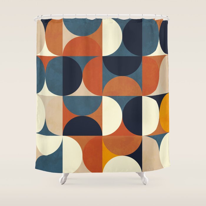Mid Century Abstract Shapes Fall Winter 1 Shower Curtain