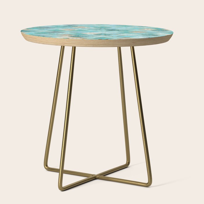 Moroccan Mermaid Fish Scale Pattern, Aqua,Teal Side Table