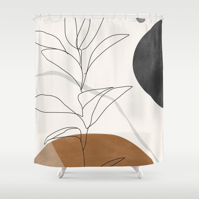 Abstract Art Minimal Plant Shower Curtain