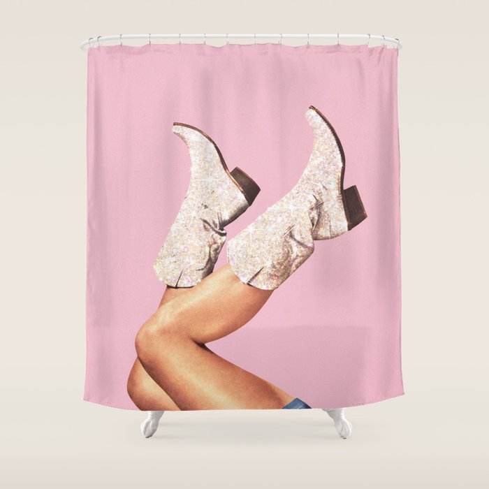 These Boots - Glitter Pink Shower Curtain