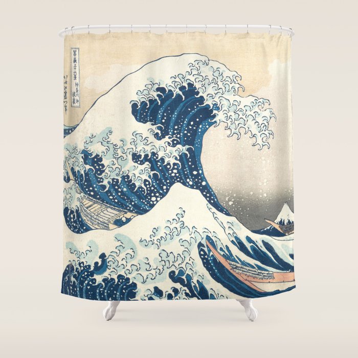 The Great Wave Off Kanagawa By Katsushika Hokusai Thirty Six Views Of Mount Fuji - The Great Wave Shower Curtain
