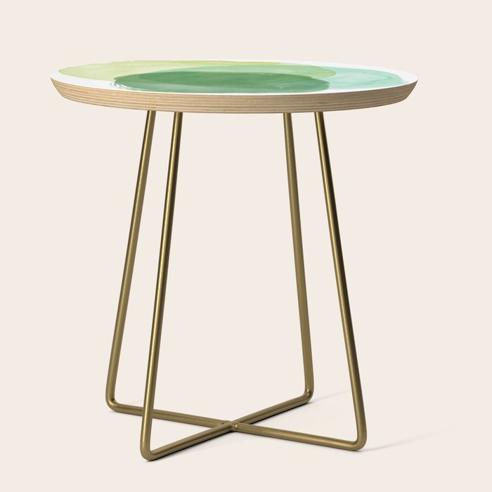 Abstract Organic Watercolor Shapes Painting In Green Side Table