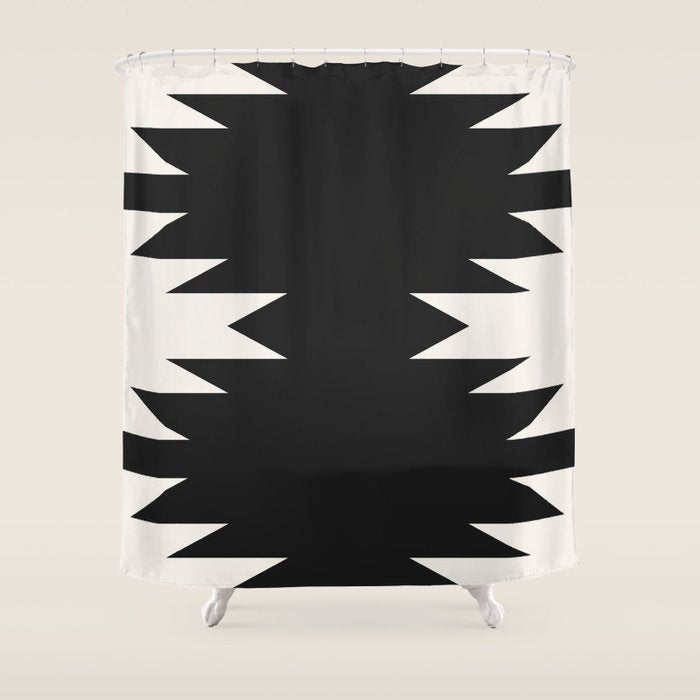 Geometric Southwestern Minimalism - Black And White Shower Curtain