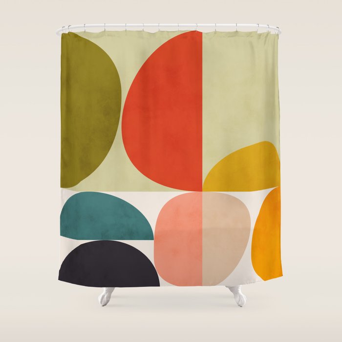 Shapes Of Mid Century Geometry Art Shower Curtain