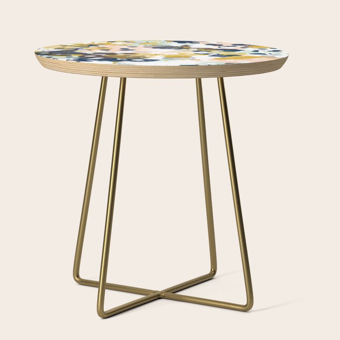 Sloane - Abstract Painting In Modern Fresh Colors Navy, Mint, Blush, Cream, White, And Gold Side Table