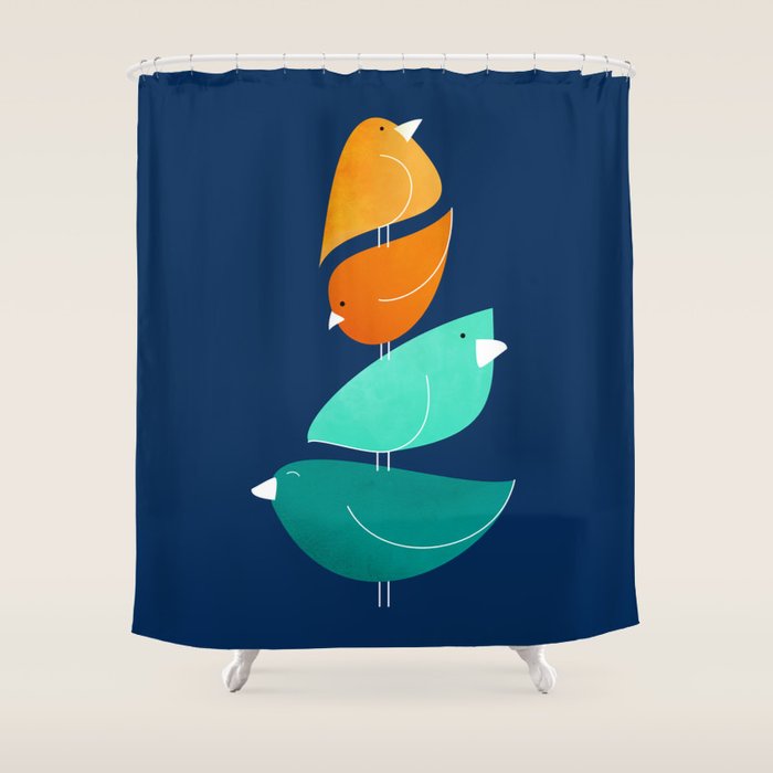 Bird Stack Iii Illustration Shower Curtain