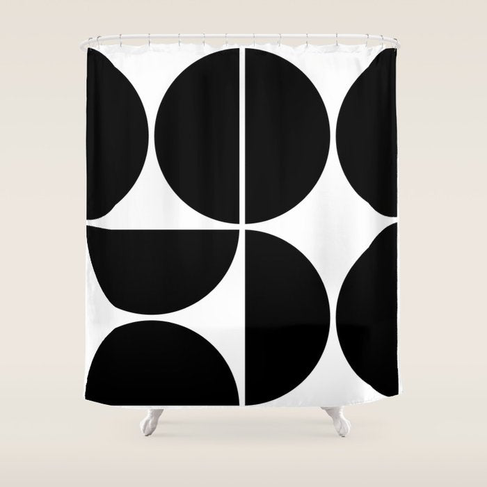 Mid Century Modern Black Square Shower Curtain