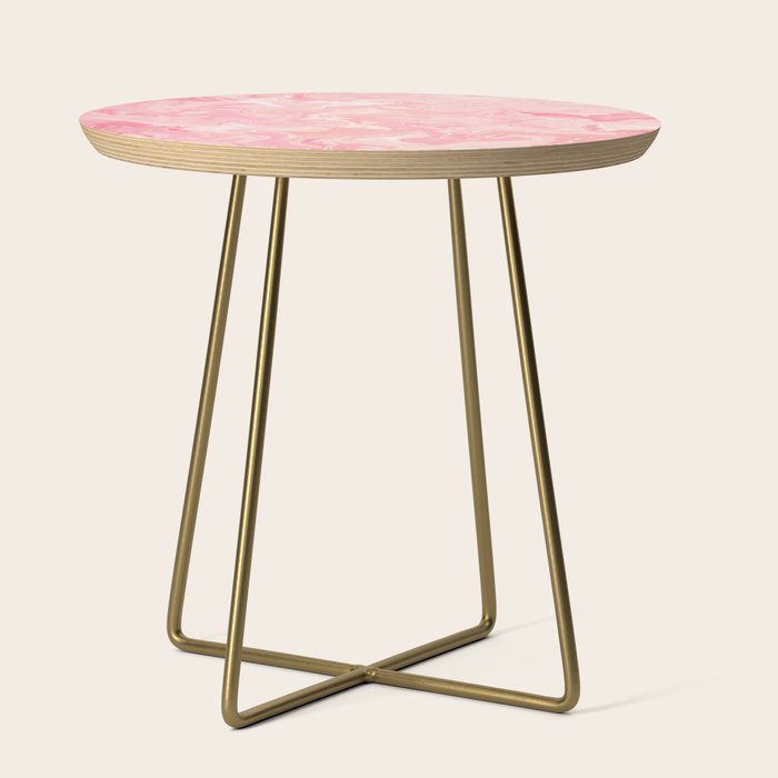 Blush Pink Abstract Watercolor Marble Pattern Side Table
