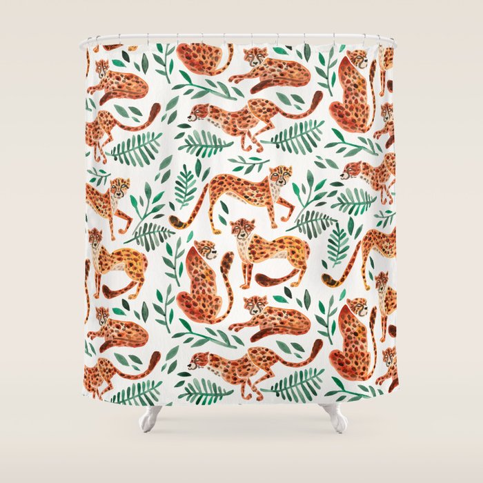 Cheetah Collection Orange & Green Palette Shower Curtain