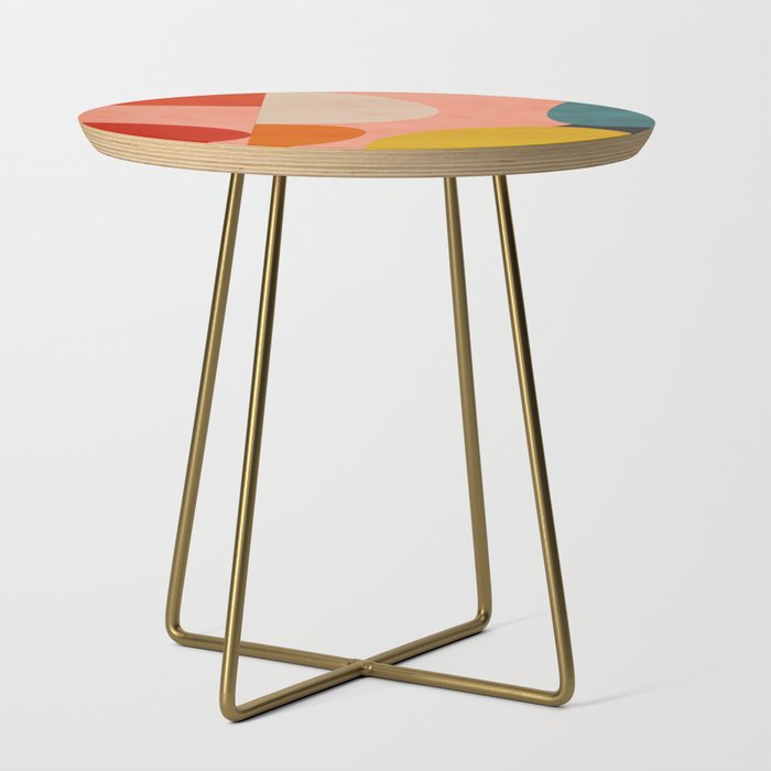 Geometry Shape Mid Century Organic Blush Curry Teal Side Table