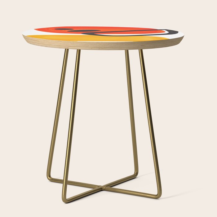 Midcentury Modern Colorful Abstract Pop Art Space Age Fun Bright Orange Yellow Colors Minimalist Side Table
