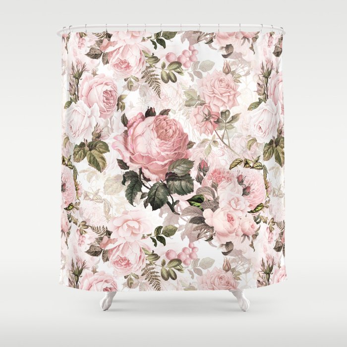 Vintage & Shabby Chic - Sepia Pink Roses Shower Curtain