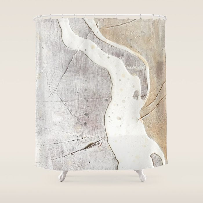 Feels: A Neutral, Textured, Abstract Piece In Whites By Alyssa Hamilton Art Shower Curtain