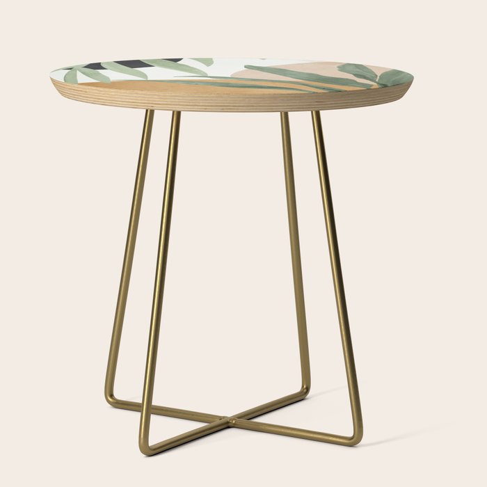 Abstract Art Tropical Leaves 4 Side Table
