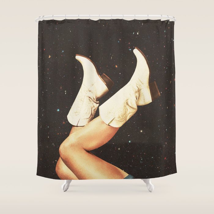 These Boots - Space & Stars Cowgirl Shower Curtain