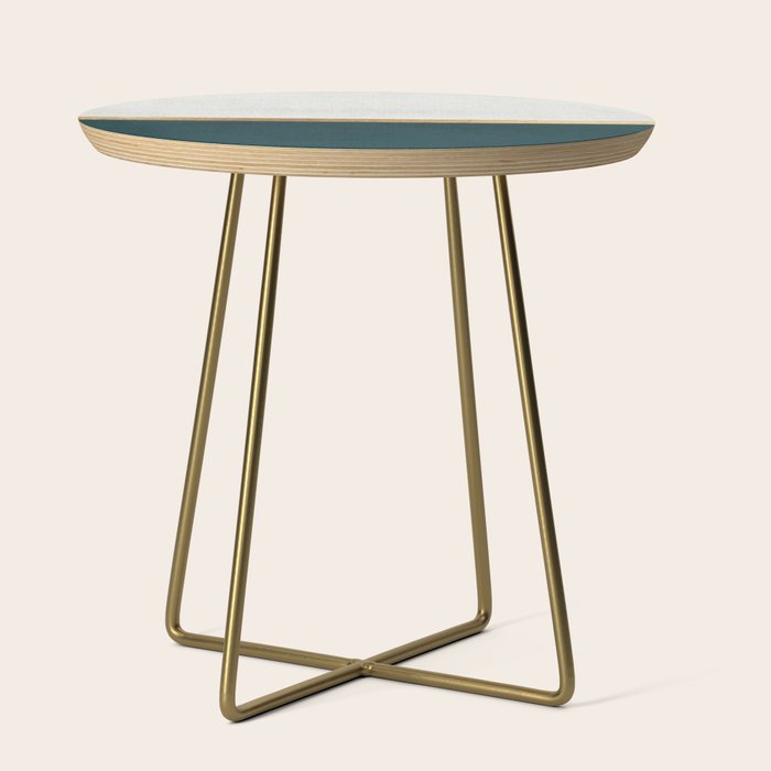 Deep Green, Gold And White Color Block Side Table