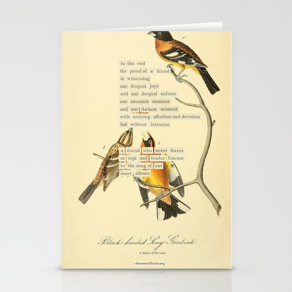 Bird Divinations: Black-Headed Song-Grosbeak (About: Almanacofbirds.Org) Stationery Card