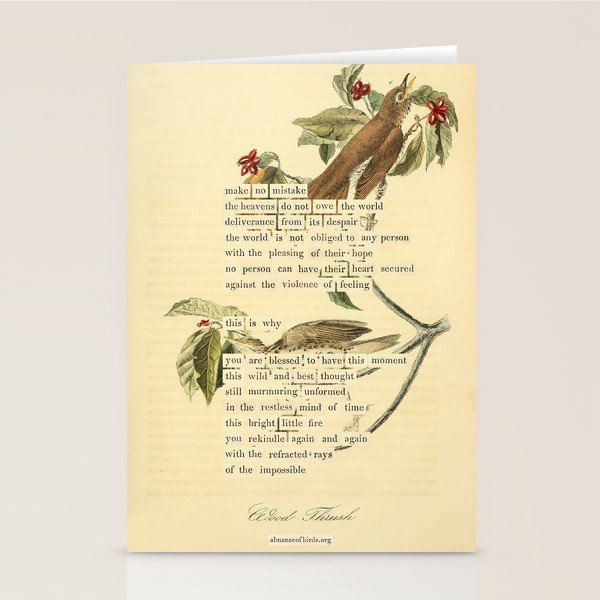 Wood Thrush Divination From # An Almanac Of Birds # Divinations For Uncertain Days Art Print Stationery Card