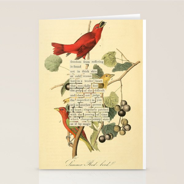 Bird Divinations: Summer Red-Bird (About: Almanacofbirds.Org) Stationery Card