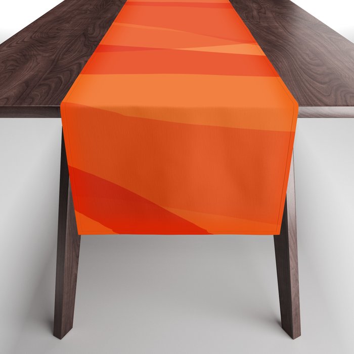 Modern Abstract Shapes In Orange Table Runner