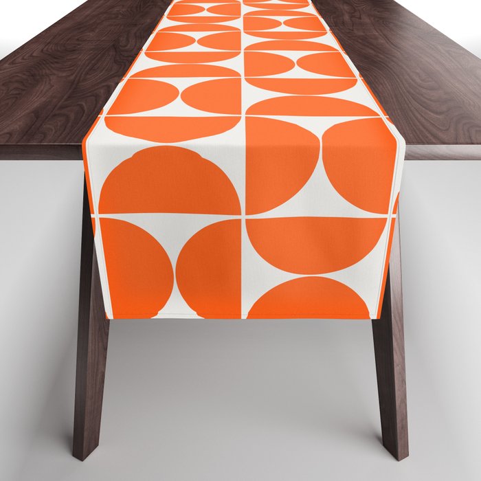 Mid-Century Modern Pattern No.27 Mini - Off-White And Orange Table Runner