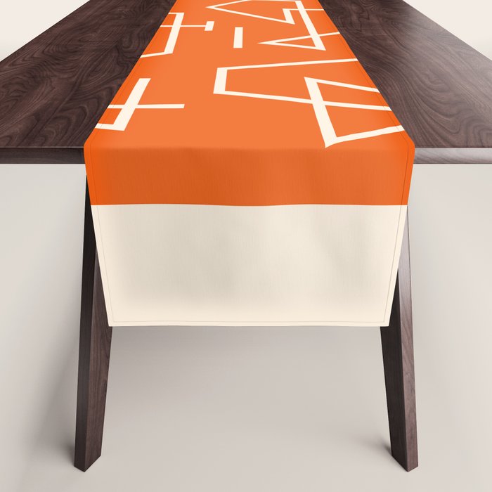 Peripatesis 2 Mid Century Modern Minimalist Line Abstract Orange Table Runner