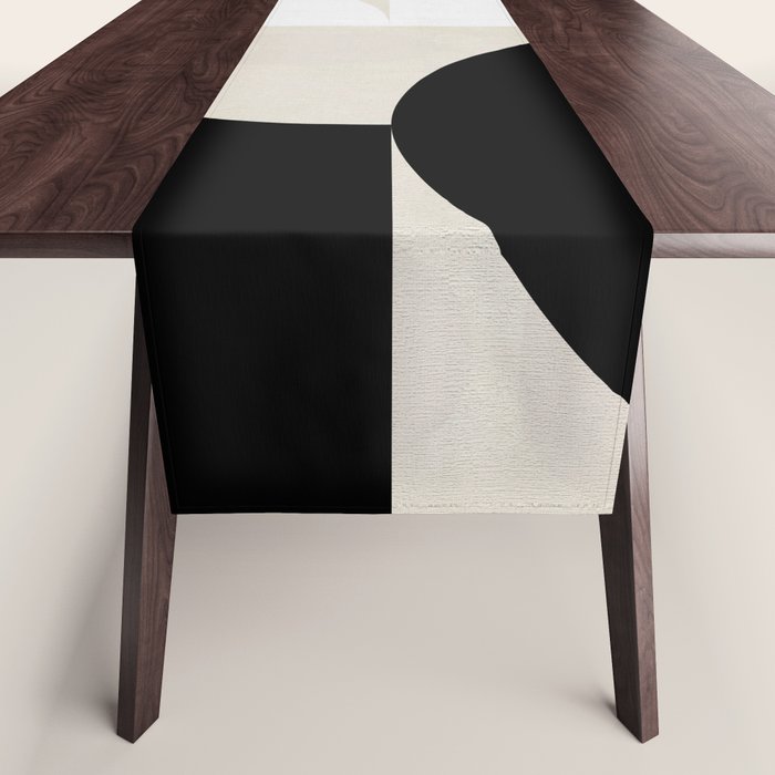 Geometry Mid Modern Black White Iii Table Runner