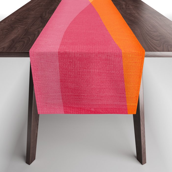 Orange Hot Pink Yellow Bright Modern Artwork Table Runner
