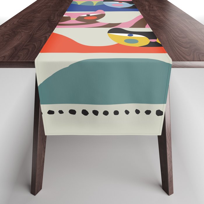 Mid Century Modern Retro Cats Table Runner