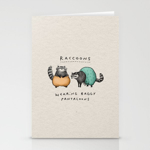 Raccoons Wearing Baggy Pantaloons Stationery Card