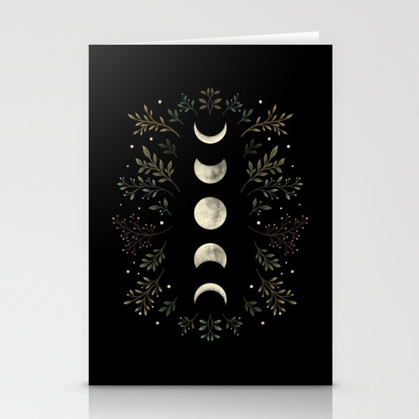 Moonlight Garden - Olive Green Stationery Card